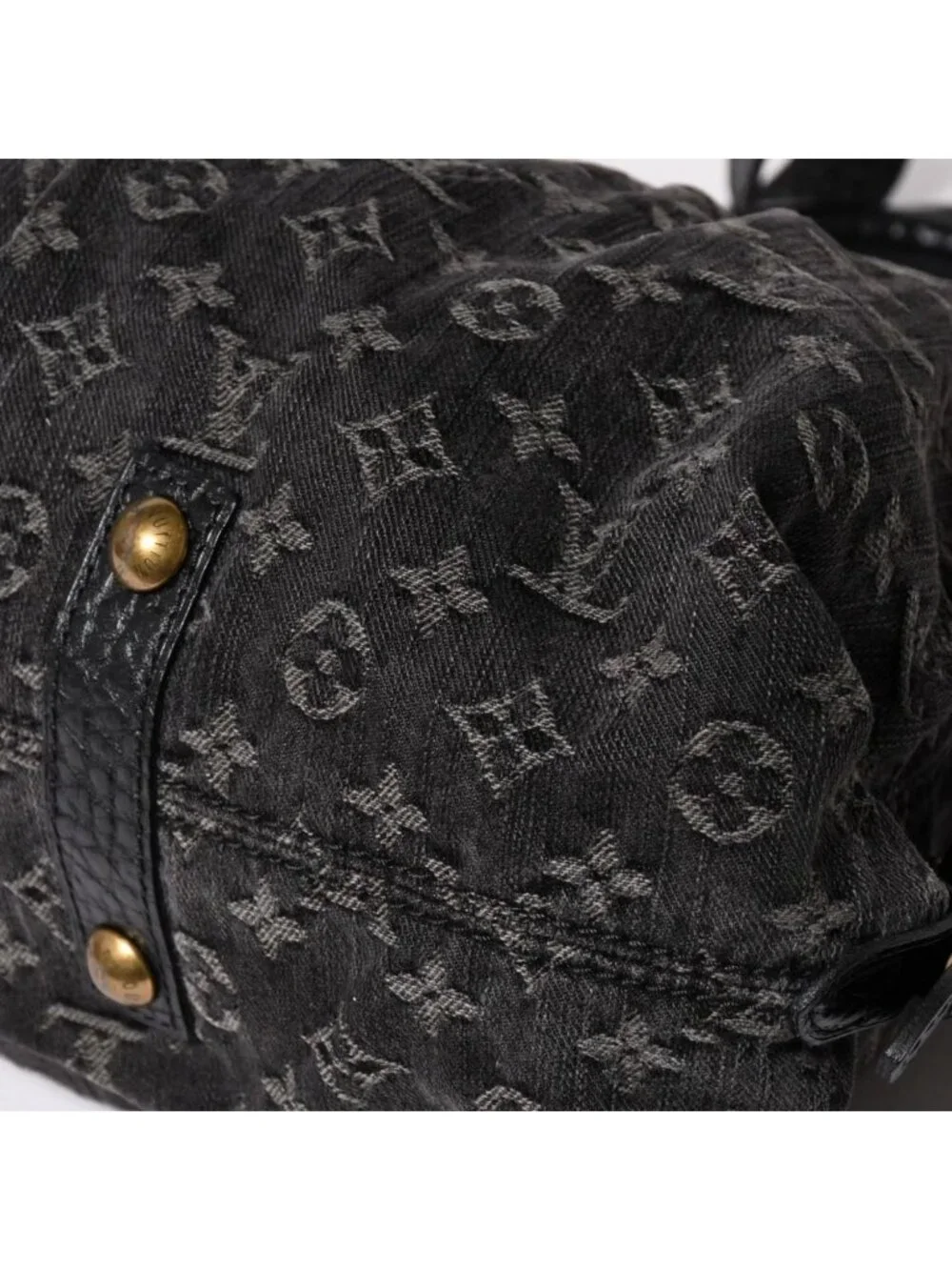 Louis Vuitton Neo Cabby MM Handbag Monogram Denim Black 2-Way Gold